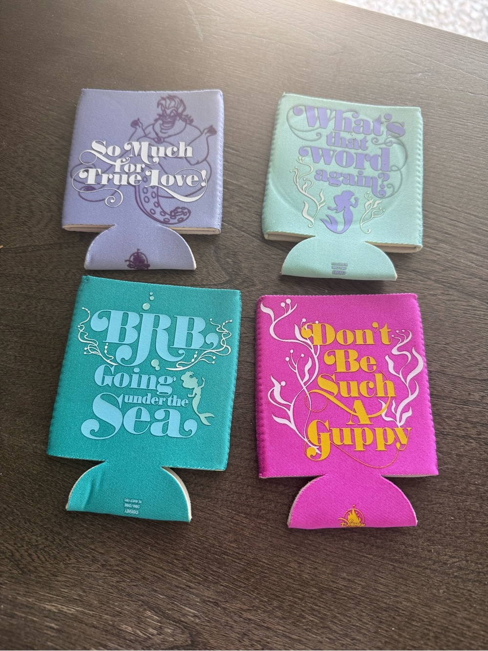 Disney Store The Little Mermaid Drink Holder Koozie 4 Pack NWOT